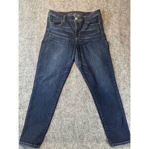 American Eagle Womens High Rise Jeggings Size 16 XL Dark Wash Stretch Skinny